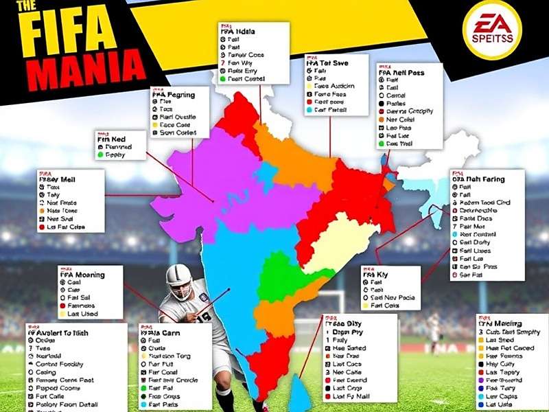 FIFA Mania in India download statistics map showing regional distribution across major Indian states